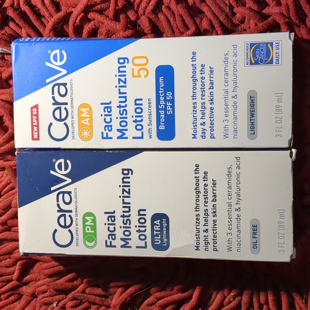 CeraVe AM SPF 50 / PM DAILY MOISTURIZER (LARGE 3OZ EACH)